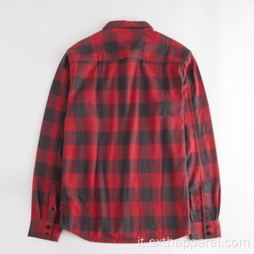 Camicia invernale da uomo a maniche lunghe con zip rossa a quadri